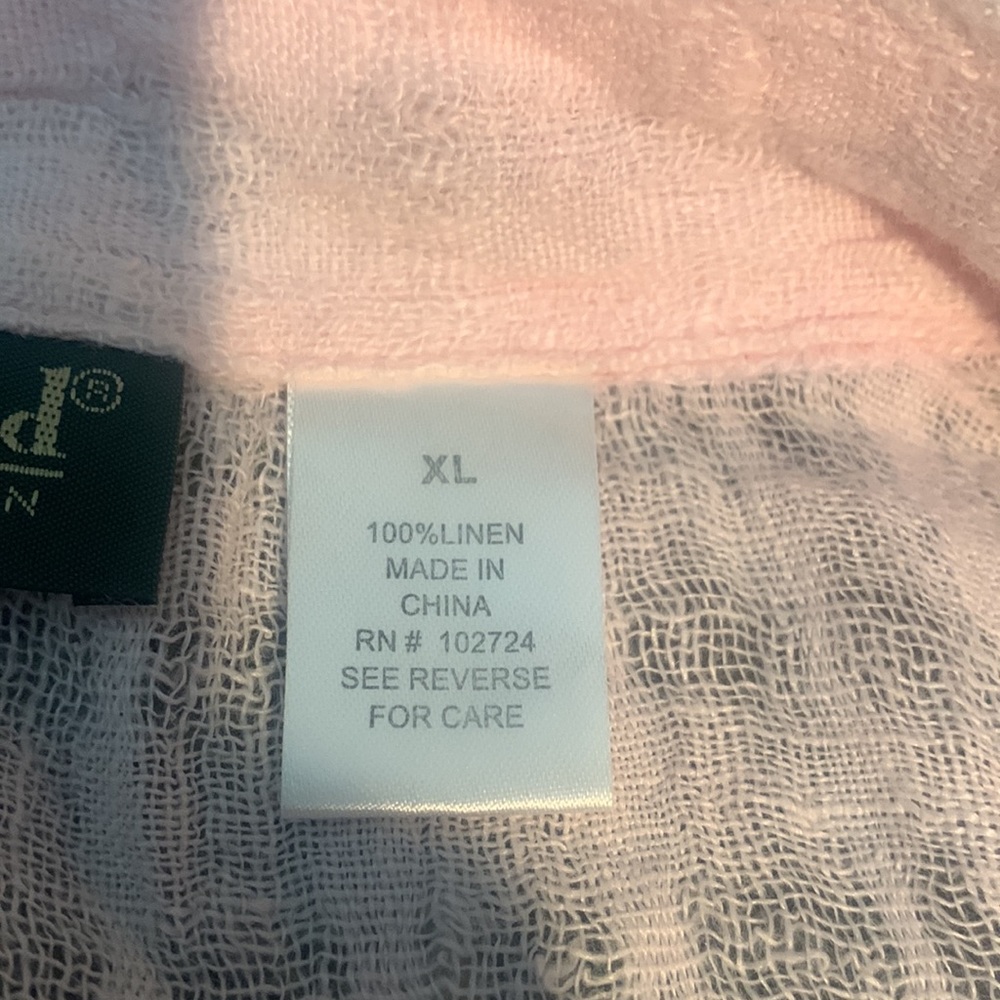 Harve Benard by Benard Holtzman Pink Sheer Linen Summer Button Down Shirt - Picture 10 of 12